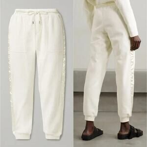 ATM Melillo Cream Satin Trim Terry Cloth Drawstring Relaxed Joggers XS